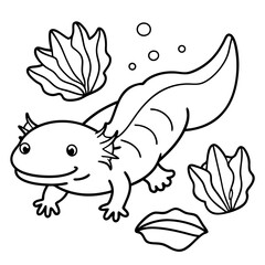Axolotls coloring pages for kids coloring book