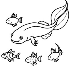 Axolotls coloring pages for kids coloring book