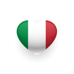 Italian flag shaped as heart icon design. Italian Flag Shaped as Heart on a White Background. Vector 