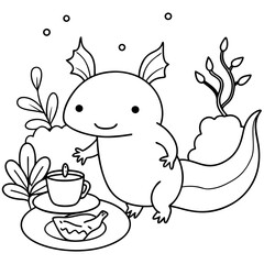 Axolotls coloring pages for kids coloring book