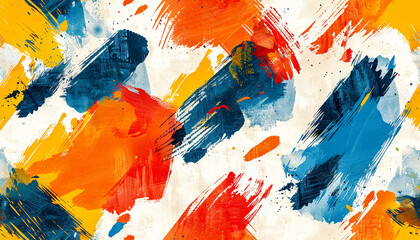 Fototapeta premium Seamless watercolor abstract expressionist pattern with bold brush strokes. Back to school theme. Generative ai