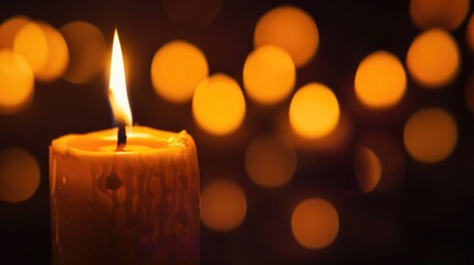 Intimate candle flame flickering against a velvety dark background, inviting moments of reflection and contemplation