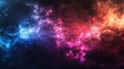 Obraz premium Colorful abstract geometric shapes on dark blue gradient background adorned with sparkling dots