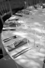 Flower decoration. Decoration of tables and chairs. Pastel colors, natural flowers.