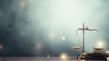 Scales of Justice on a Wooden Table