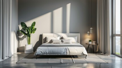 bedroom with bed and pillows blankets, comfy and cozy
