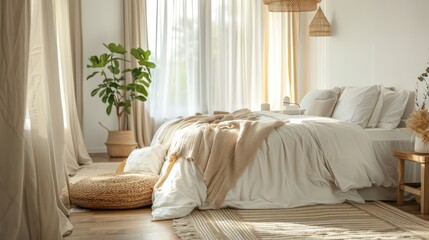 Fototapeta premium comfy home interior of a bedroom
