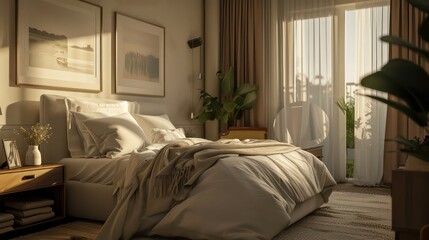 comfy home interior of a bedroom