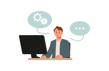 Customer service representative vector illustration.