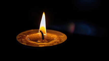 Mesmerizing candle flame flickering in the darkness, evoking feelings of tranquility and introspection