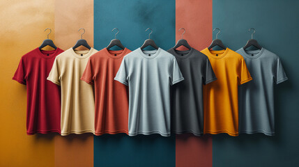 Vibrant T-Shirt Mock-up Collection on Colorful Backgrounds