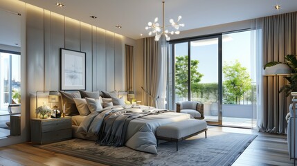 Fototapeta premium modern bedroom interior design