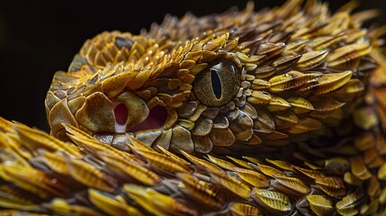 Obraz premium The fangs of a venomous bush viper snake. 