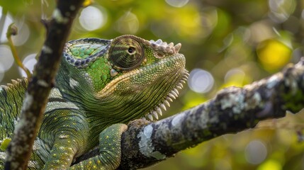Fototapeta premium Malagasy Giant Chameleon / Furcifer oustaleti, Wild nature. Madagascar 