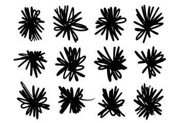 Scribble doodle set, paint underline children marker scratch, vector pen squiggle kit, black stroke. Hand drawn pencil abstract sketch, texture. Scribble doodle