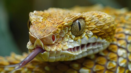 Obraz premium The fangs of a venomous bush viper snake. 