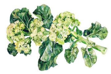 Hand-Drawn Watercolor Broccoli Set. Fresh and Healthy Green Vegetable Illustration Isolated on White Background