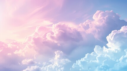 Sky and soft cloud with pastel color filter and grunge texture, nature abstract background, Fantasy magical sunny sky pastel background with colorful cloudy sky, generative ai © OP38Studio