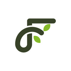 Modern Initial F Leaf Ecology Business Simplicity Creative Design Logo