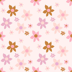 Seamless floral pattern, seamless pattern of daisy flowers on a soft pink background. Ideal for textiles,  background, wallpapers, and gift wrapping.