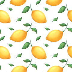 Seamless pattern lemons  background fruits food textile print