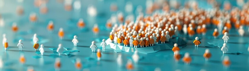Fototapeta premium Abstract crowd of miniature figures in various colors.