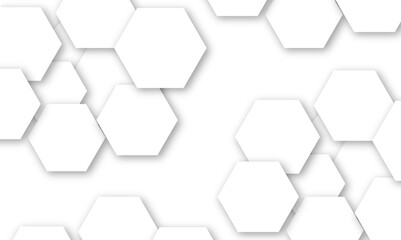 Technology hexagon honeycomb white background with shadow hexagon concept design abstract technology background, vector illustration.