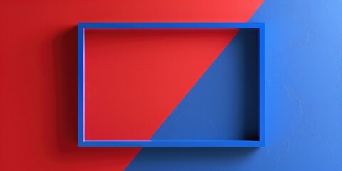 Blue and Red Box on Wall