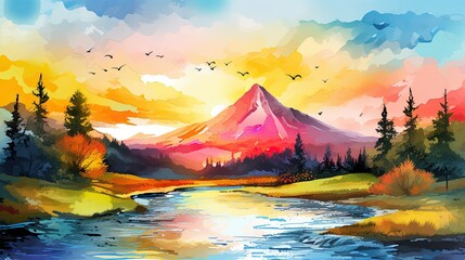 sunset in the mountains