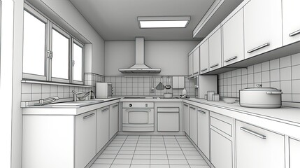 A Wireframe Kitchen Ready For Design