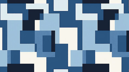 Dark blue & light blue De Stijl Seamless Pattern