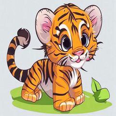 Fototapeta premium cute baby tiger cartoon 