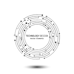 Abstract circuit board circle frame isolated on white background. Lines and dots connect. Vector electronic motherboard illustration. Digital technology element.