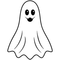A ghost depicted in black and white, with a smile on its face