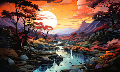 River Flowing Through Forest