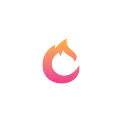 Letter C Fire Logo Template. C Icon Vector