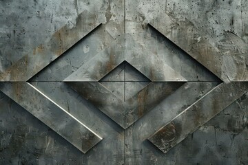 Abstract Geometric Metal Wall Art with Industrial Texture for Modern Interior & Game Design