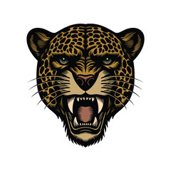 Roaring leopard head vector illustration