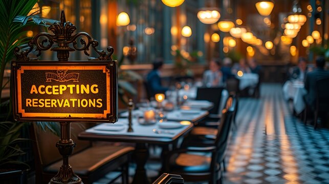 Sign that reads “ACCEPTING RESERVATIONS” - restaurant - fine dining - scheduling - planning - food - chef - new establishment - grand opening 