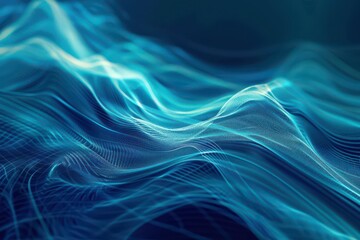 Fototapeta premium Abstract Blue Wave Pattern Digital Art for Technology and Design Projects