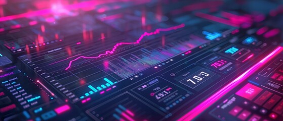 Obraz premium Real-time marketing strategy graphs on a dashboard that illustrate rising sales or currency exchange