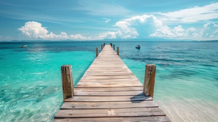 cute wooden pier in the middle of the sea
