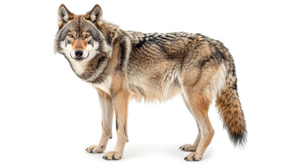 Obraz premium Gray wolf isolated on white background Generative AI