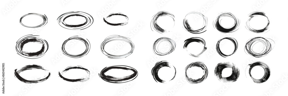 Poster sketch oval frames with ellipses, round frames, and circles.
