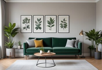 Frame mockup, ISO A paper size. Bedroom poster mockup. Modern interior design. Living room Interior mockup with house background. 3D render