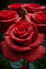 stunning bouquet of vibrant red roses, elegantly arranged, perfect for a romantic wedding or Valentine's Day celebration, symbolizing love and passion