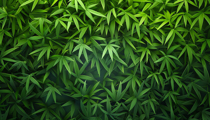 Fototapeta premium Vibrant green cannabis leaves forming a dense, natural background. Perfect for nature, botany, and medicinal plant imagery.