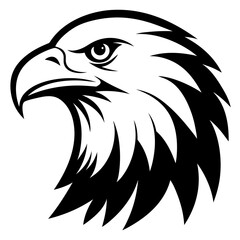 Black and white eagle head drawing on white background