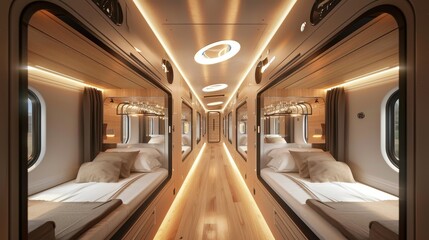 Modern train carriage interior