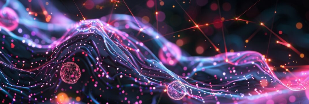 Network, an abstract design with dynamic light trails and 5G components, symbolizing the continuous evolution of fast connectivity